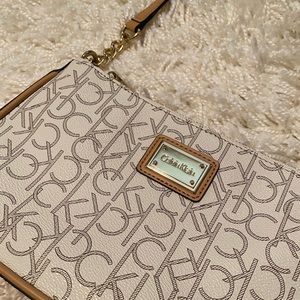 Calvin Klein Monogram Logo Leather Shoulder Bag